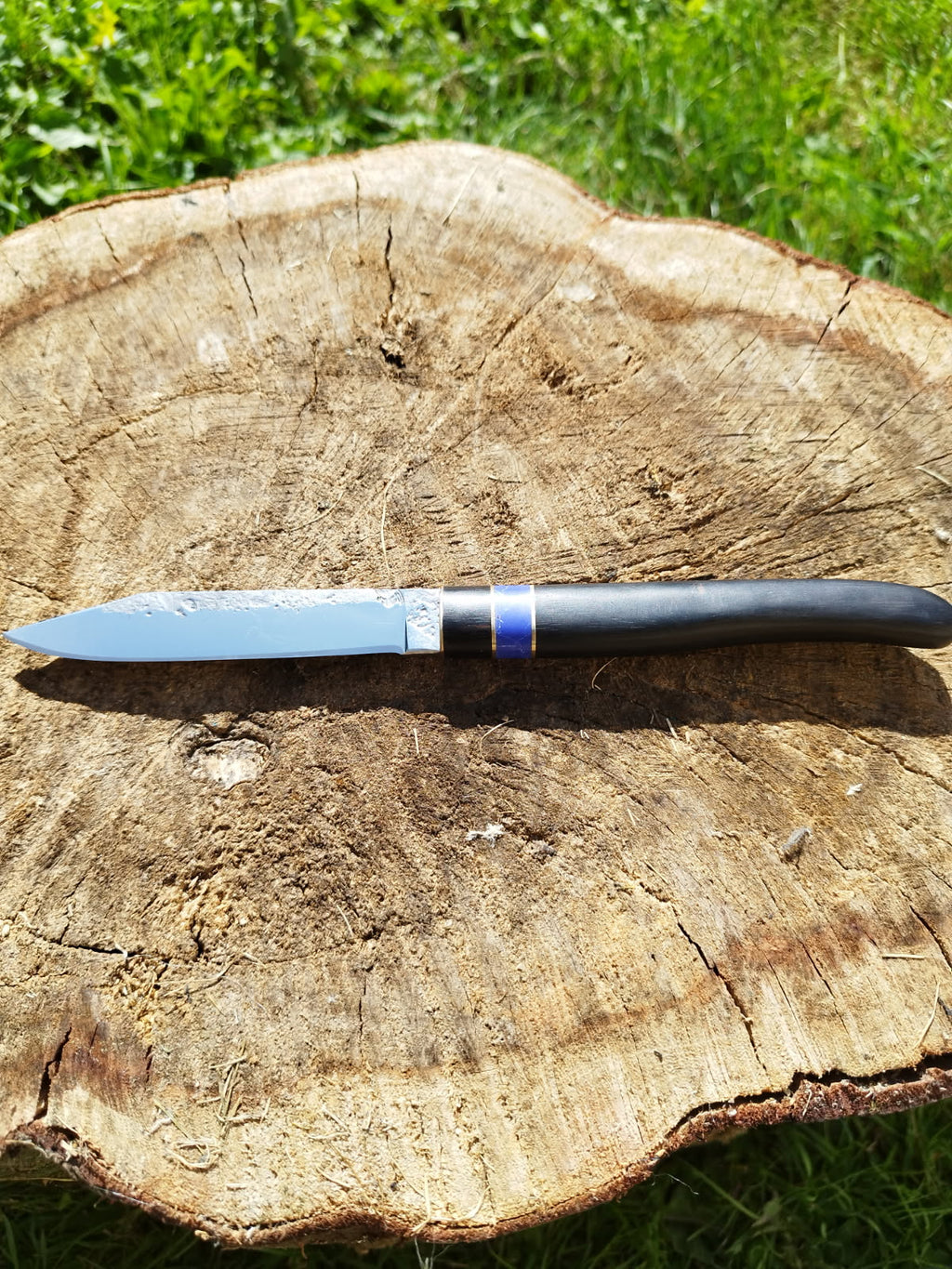 Poignard Acier Inoxydable : manche ébène /  pierre reconstituée Lapis-Lazuli
