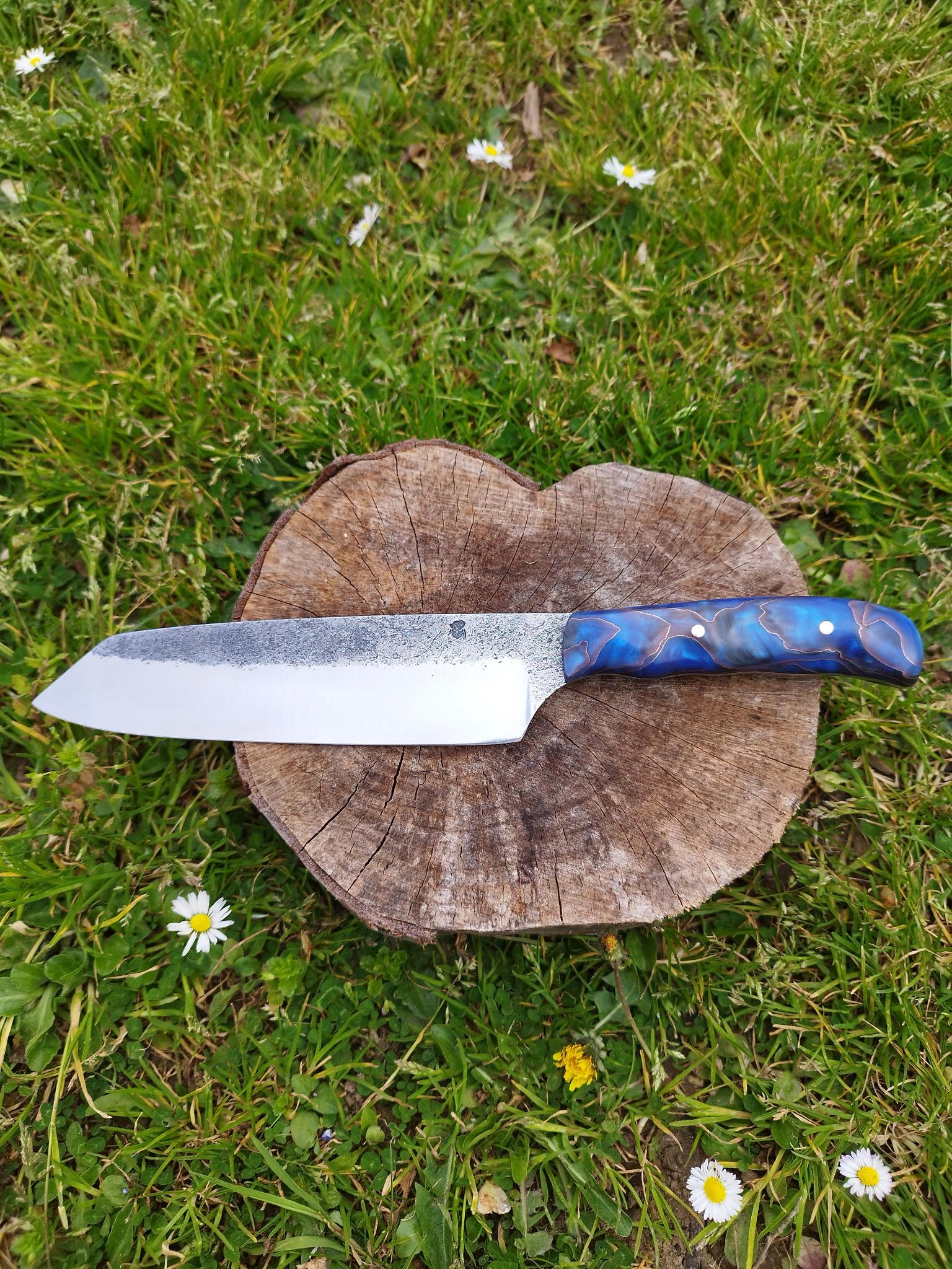 Charcuteur Alumine cuivre et laiton + Résine Bleu