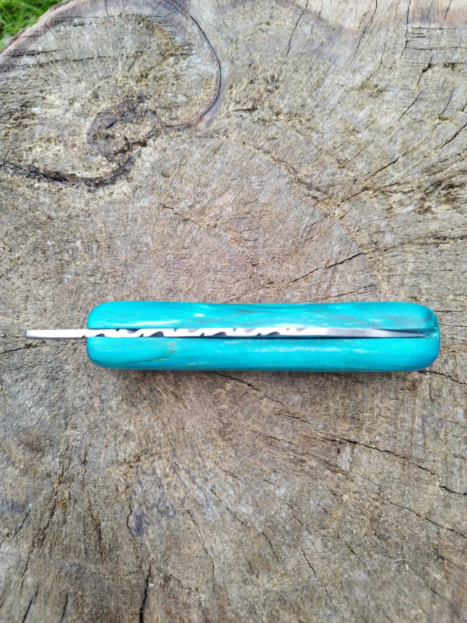 Grand Predallien : Manche en Érable échauffé Bleu stabilisation maison