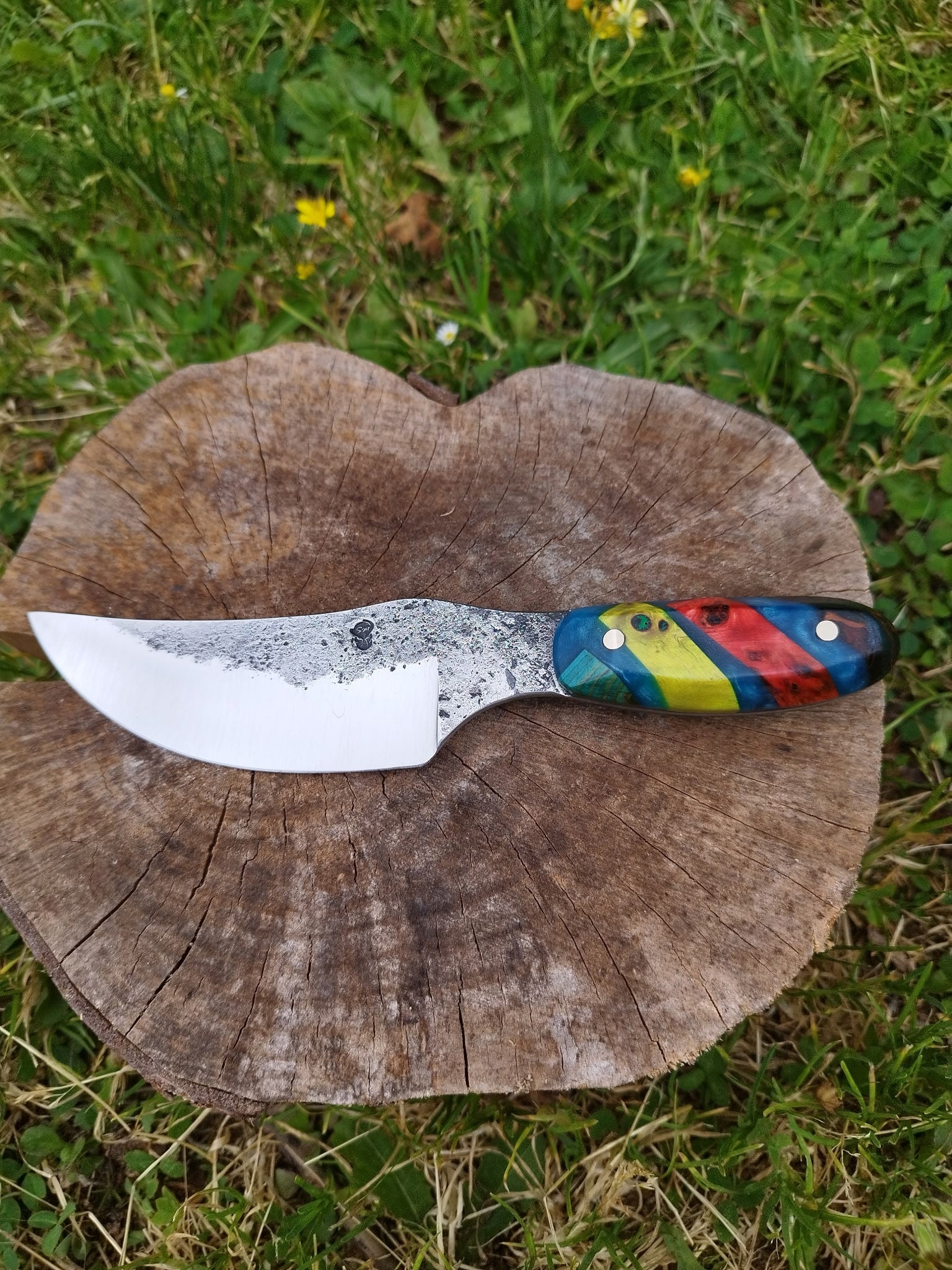Couteau à saucisson avec un manche fait maison 