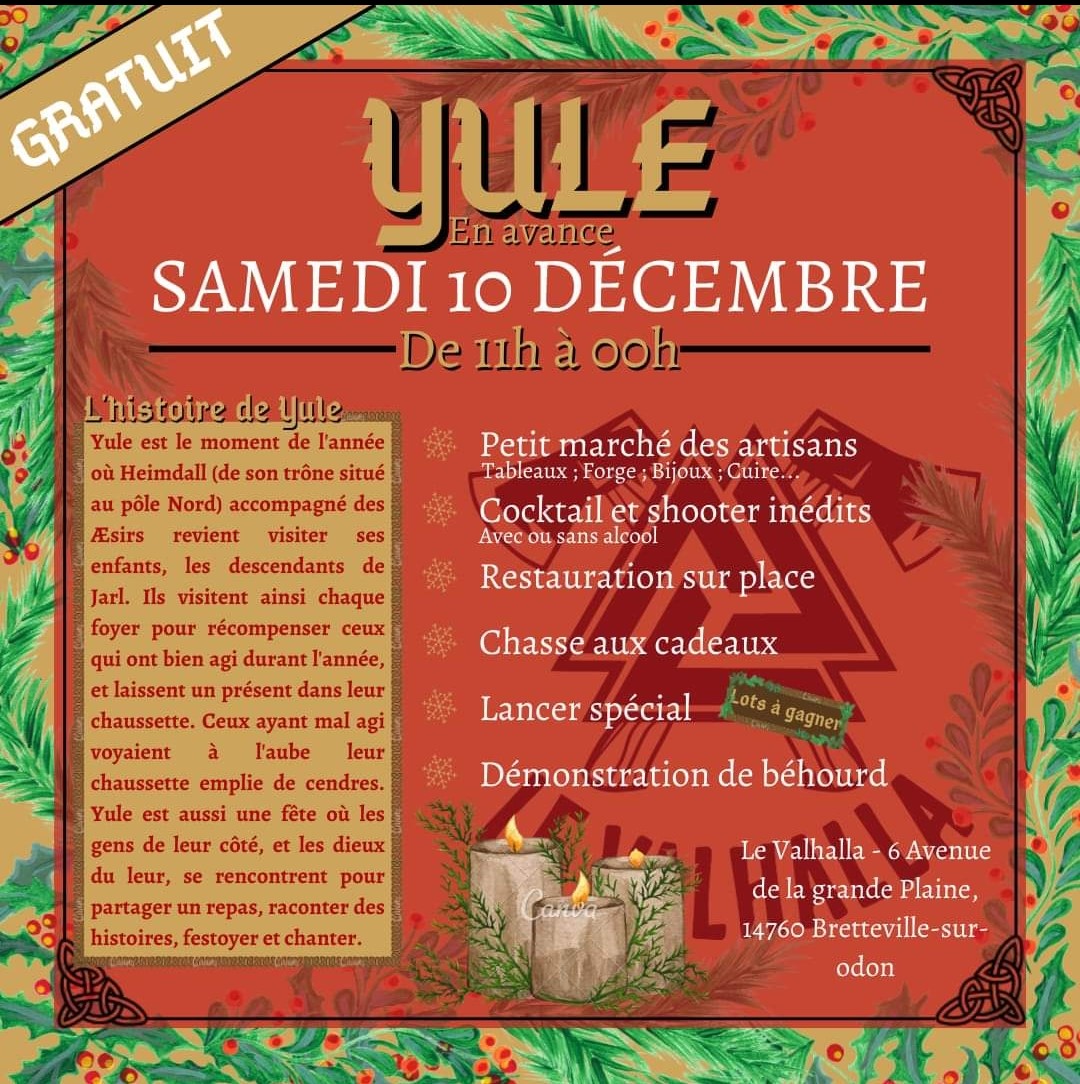 Samedi 10 Décembre 2022 : Marché de Noël au Valhalla